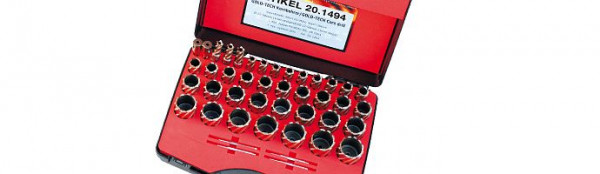 Karnasch Set DELUXE, Hard-Line40 39 Hartmetall-bestückte Kernbohrer: Nutzlänge 40mm, Nitto/Uni-Schaft 19mm, 201494