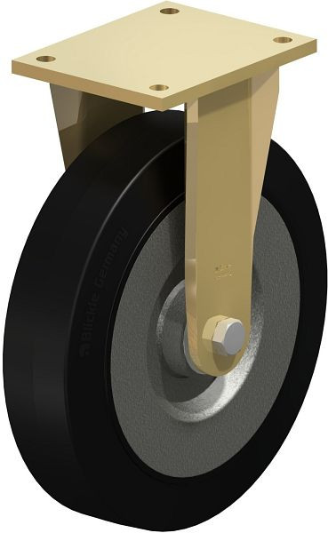 Blickle BS-SE 300K Stahlgeschweißte Schwerlast-Bockrolle, Elastik-Vollgummi, Schwarz, 44131