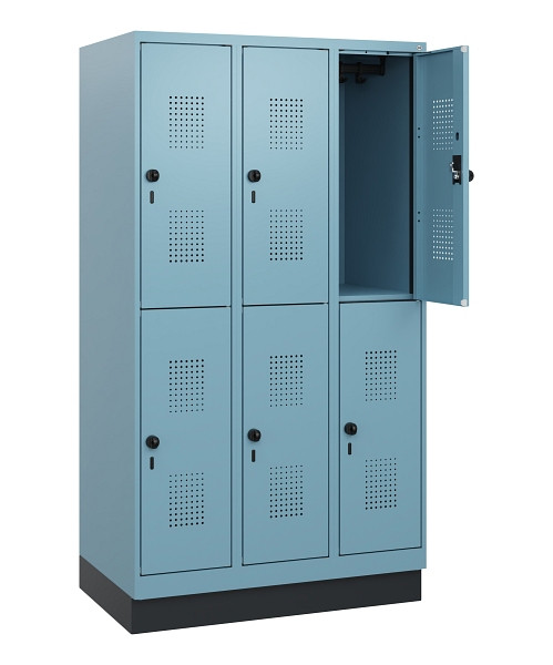 C+P Doppelstöckiger Spind Evolo PLUS, Sockel, 6 Fächer, 1630x900x500mm, 0010/001, Drehriegel, 0493205-30 S10025