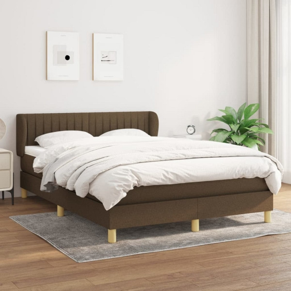 vidaXL Boxspringbett mit Matratze Dunkelbraun 140x190 cm Stoff, 3126960
