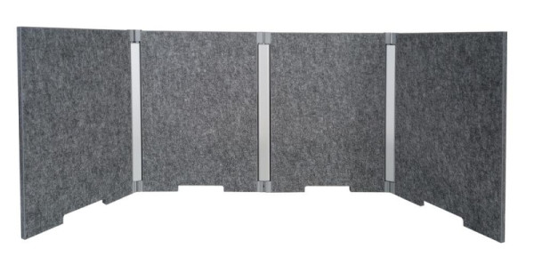 Deskin Tischtrennwand SIENNA faltbar, 4-flügelig, grau, B 1600 x H 500 x T 19 mm, 329775