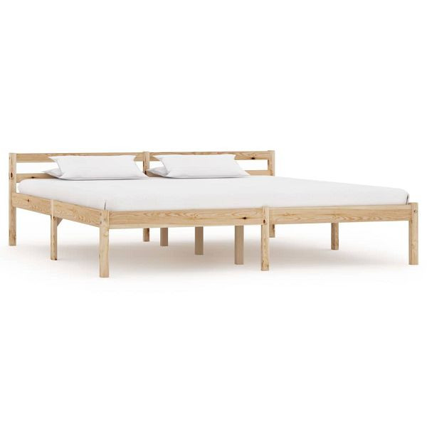 vidaXL Massivholzbett Kiefer 180x200 cm, Material: Massiver Kiefernholzrahmen und Sperrholzlatten, 283195