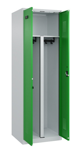 C+P PSA Schwarz-Weiß-Spind Evolo PLUS, 2 Abteile, 1850x600x500mm, 7035/6037, Zylinderschloss, 049002-20P S10038