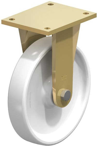 Blickle BS-SPO 251G Stahlgeschweißte Schwerlast-Bockrolle, Polyamid, Weiß, 754242