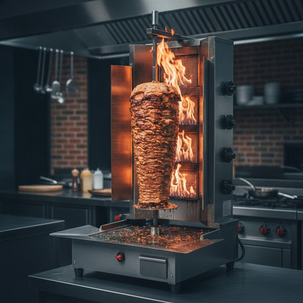 SGS Gastro Lavastein Dönergrill mit Motor Unten, 4 Lavastein Brenner, max. 60 kg, LDM04