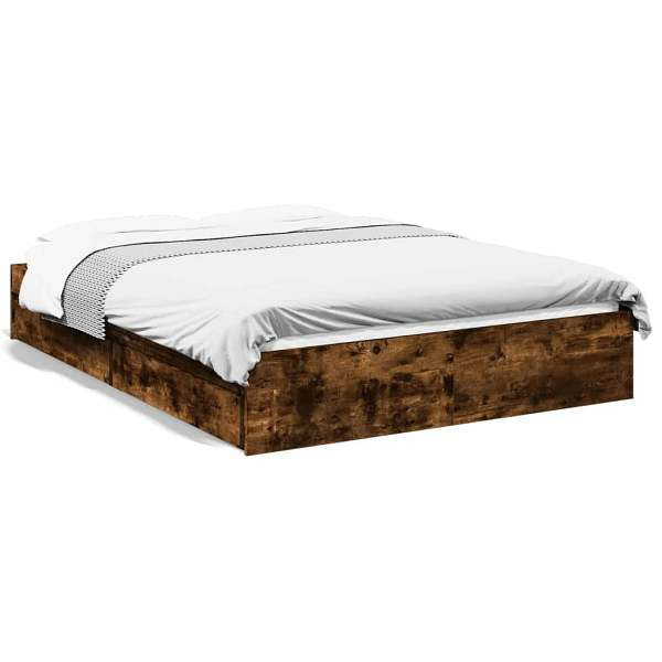 vidaXL Bettgestell mit Schubladen Räuchereiche 135x190cm Holzwerkstoff, 3280696