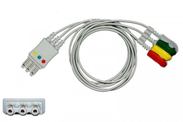 Golmed 3-adrige Patientenleitung, geschirmt, Klammern, 100 cm, wie Philips / HP M1672A, 7-9-P3