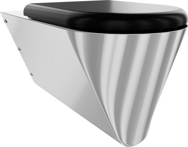 KWC T-WC, CAMPUS, Edelstahl, wandhängend, 360x407x700 mm, Sitz schwarz, barrierefrei, 3600000652