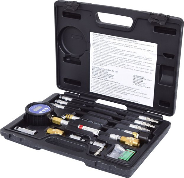 KS Tools Digitales Kompressions-Druckprüfgerät, 10-teilig, 150.1650