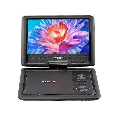 VEVOR tragbarer DVD-Player mit 256 mm drehbarem HD-Bildschirm, Akku 4 Std. Laufzeit, TV/USB/SD/CD/DVD, Autoladegerät, schwarz, FGSBXDVDJ101TFTJR001V2