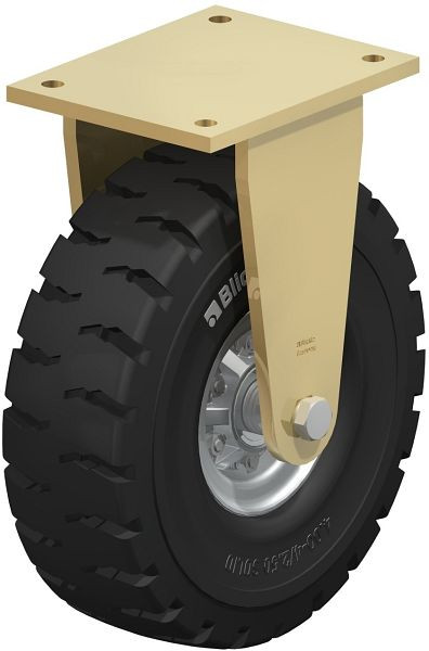 Blickle BS-VLE 312K Stahlgeschweißte Schwerlast-Bockrolle, Super-Elastik-Vollgummi, Schwarz, 839202