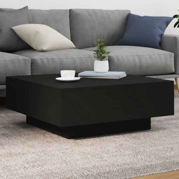 vidaXL Couchtisch mit LED-Leuchten Schwarz 80x80x31 cm, 836589