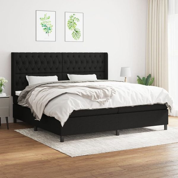vidaXL Boxspringbett mit Matratze Schwarz 200x200 cm Stoff, 3131699