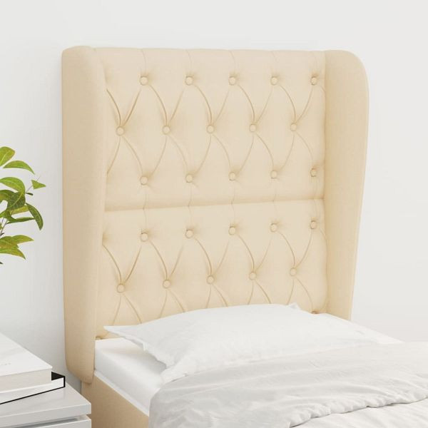 vidaXL Kopfteil mit Ohren Creme 83x23x118/128 cm Stoff, 3118271