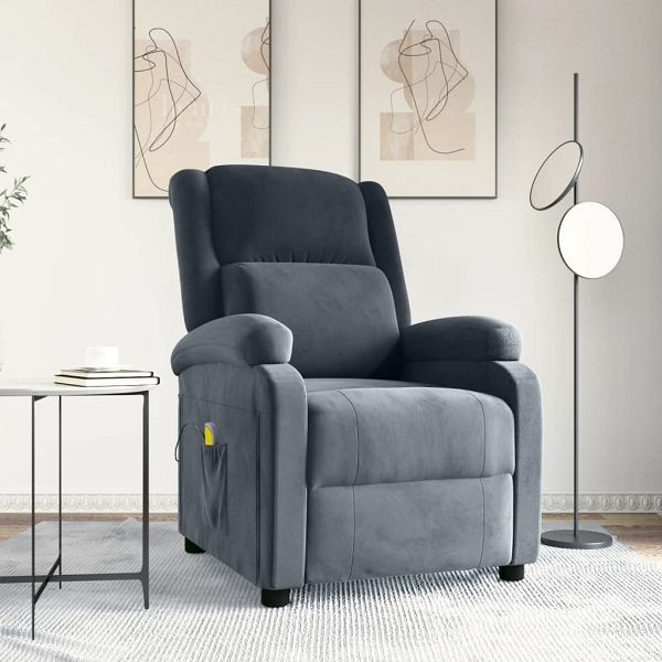 vidaXL Massagesessel Dunkelgrau Samt, 342411, 8720286873946