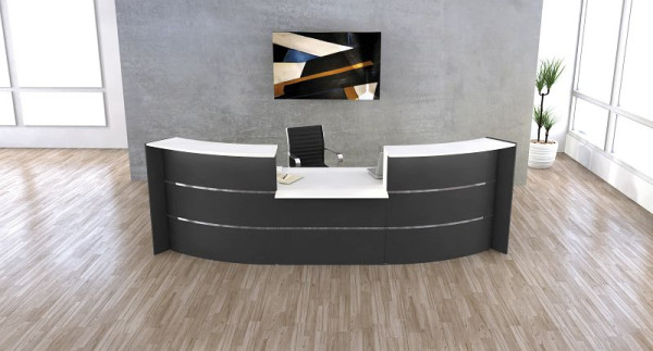 Kerkmann Bari Bogentheke mit Niedrig-Modul, B 3575 mm x T 1225 mm x H 1120 mm, Farbe: anthrazit, (Montage), 21355413-1