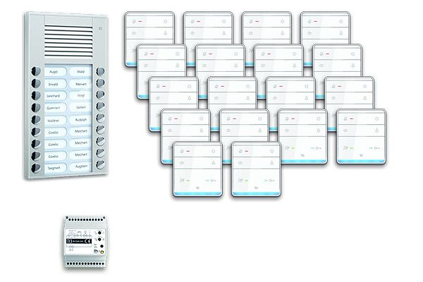 TCS Türkontrollsystem audio:pack AP für 18 Wohneinheiten, mit Außenstation PES 18 Klingeltasten, 18x Freisprecher ISW5010, Steuergerät, PPAF18-EN/01