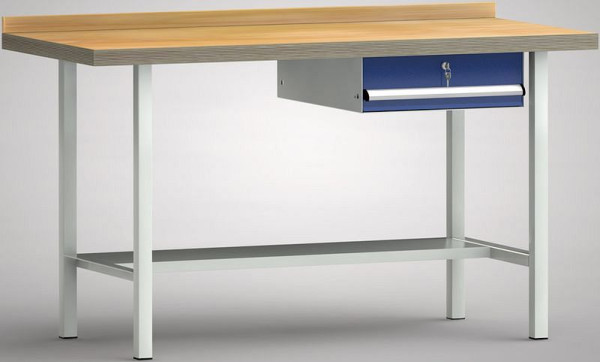 KLW Profi-Werkbank - 1500 x 700 x 845 mm L x T x H (ERGO-Version), mit einer Einzelschublade 150 mm Fh-EA, rechts, WP003E-1500M45-E7002