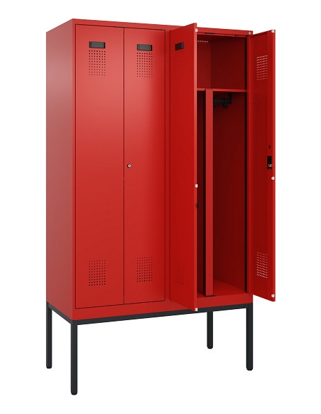 C+P PSA Doppel-Spind Evolo PLUS, Gestell, 4 Abteile, 2120x1200x500mm, 3020/3020, Zylinderschloss, 0490327-40P S10052