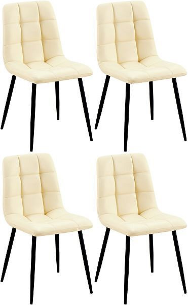 CLP 4er Set Esszimmerstuhl Antibes Kunstleder, creme, 325037