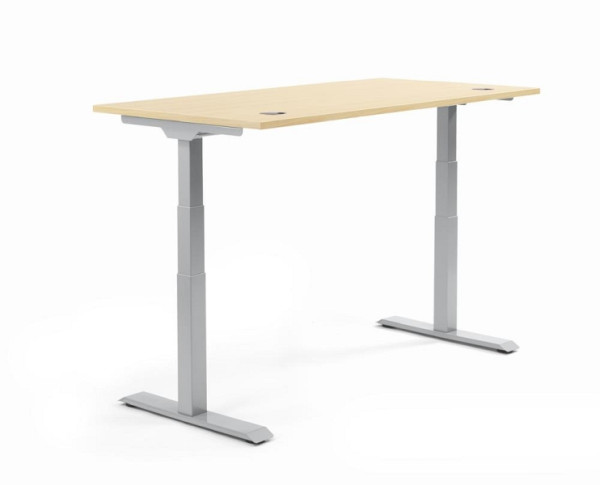 Deskin Höhenverstellbarer Schreibtisch FLEX MODUL, Ahorndekor, 1800 x 800 x 605-1255 mm, Gestell: Alusilber, 346515