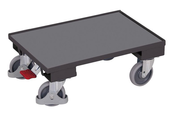 VARIOfit Euro-System-Roller mit Boden (10 mm Rand), Ladefläche: 605 x 410 mm, RAL 7016 anthrazitgrau, Ladehöhe: 225 mm, sw-410.070/AG