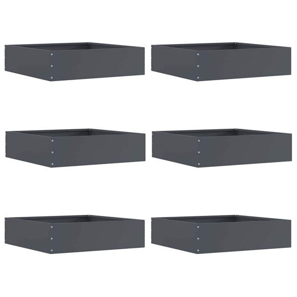 vidaXL Raseneinfassung 6 pcs Anthrazit 50 x 50 x 13 cm Stahl, 874721