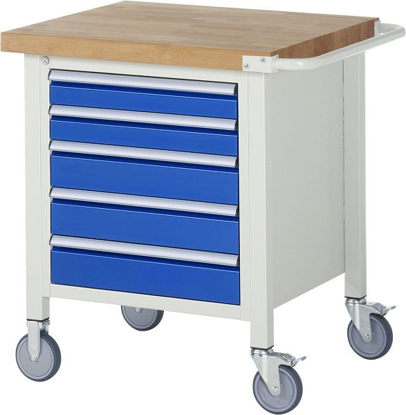 RAU Fahrbare Werkbank Serie 8000, 5 x Schublade, 750x880x700 mm, 05-8171A2-077B4S.11