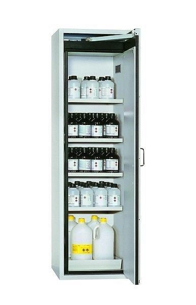 asecos Sicherheitsschrank S-CLASSIC-90, S90.196.060.R in lichtgrau RAL 7035 mit 4x Fachboden (Stahlblech), 30229-001-33444