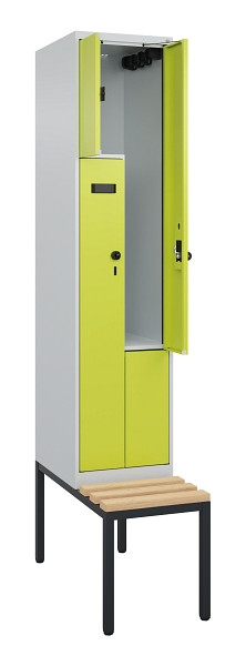C+P Z-Spind Evolo PLUS, Bank, 2 Fächer, 2120x400x815mm, 7035/0024, Drehriegel, Sitzfläche Buche-Hartholz, Sitzbank, 0490537-122 S10011
