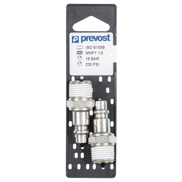 Prevost Nippel Iso B mit konischem Außengewinde auf Lochplatten, AG BSPT= R 1/4, VE: 2 Stück, IRP 086151P2