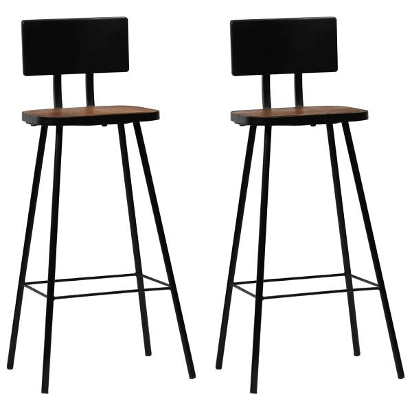 vidaXL Barhocker 2 Stück Massives Altholz, Material: Sitz aus massivem Altholz + pulverbeschichteter Stahlrahmen, 245390