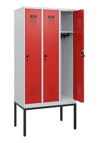 C+P Spind Evolo PLUS, Gestell, 3 Abteile, 1950x900x500mm, 7035/3020, Drehriegel, 0490305-30 S10005