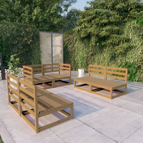 vidaXL 6-teilig Garten-Lounge-Set Honigbraun Massivholz Kiefer, 3075412