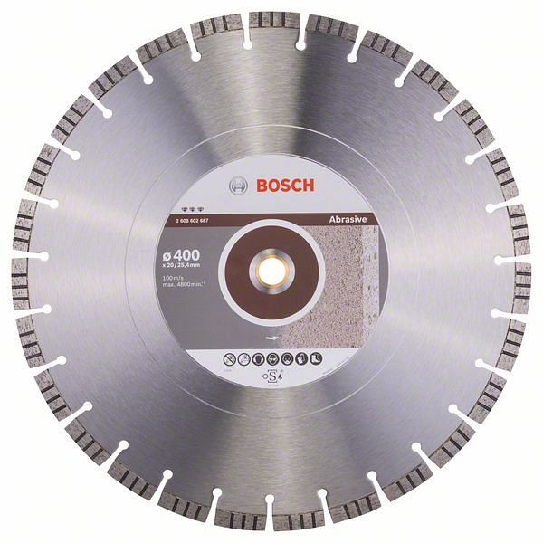Bosch Diamanttrennscheibe Best for Abrasive, 400 x 20,00/25,40 x 3,2 x 12 mm, 2608602687