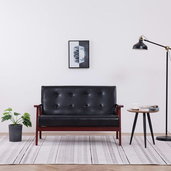 vidaXL 2-Sitzer-Sofa Schwarz Kunstleder, 248642