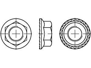 ART 88934 Sechskant Sperrzahnmutttern Klasse 10 galvanisch verzinkt M 16 VE=S (50 Stück)