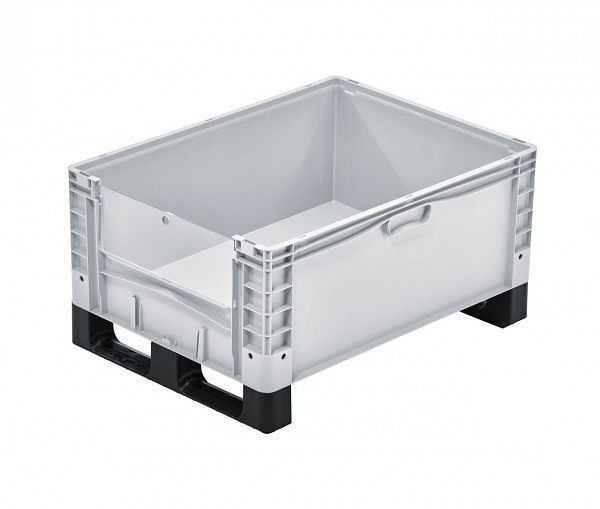 ALPHA Eurobehälter geschlossen 800x600x320 mm mit Entnahmeklappe und Kufen, 2594-GR