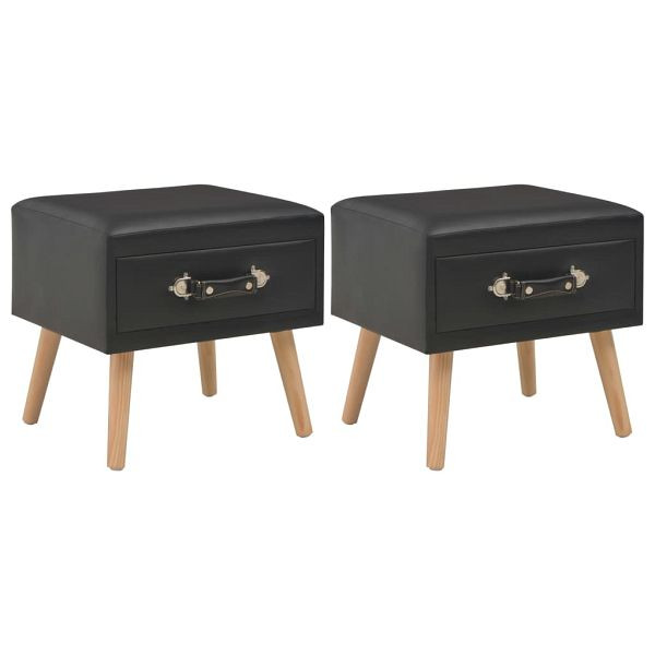 vidaXL Nachttische 2 Stück Schwarz 40 x 35 x 40 cm Kunstleder, 276381