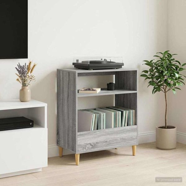 vidaXL Plattenspieler Stand Sonoma-Grau 71 x 39,5 x 83 cm, 8012895