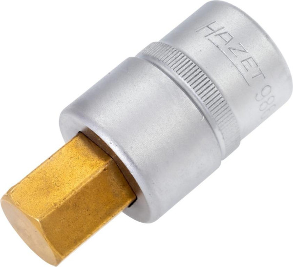Hazet Schraubendreher-Steckschlüsseleinsatz, Vierkant hohl 12,5 mm, Innen-Sechskant Profil, 17 mm, Kurze Ausführung Mit Rändelung, 986-17