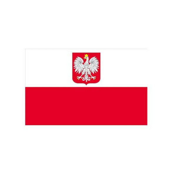 Stein HGS Länderflagge Polen, 60 x 90 cm (Querformat), mit Seil und Schlaufe, FlagTop 110 g/m², für Fahnenmasten 6 m, ohne Hohlsaum, 27408