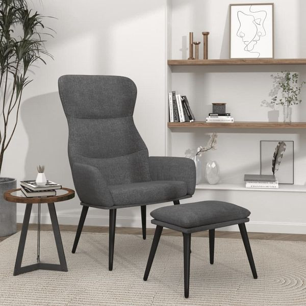 vidaXL Relaxsessel mit Hocker Hellgrau Stoff, 3097429, 8720286881804