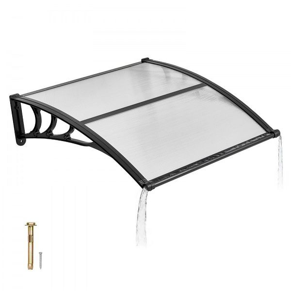 VEVOR Pultbogenvordach 965x1017 mm, Polycarbonat, mit Entwässerung & ABS-Halterung, Braun, für Regen- & Sonnenschutz, GDSZYP4040YCGPQDX001V0