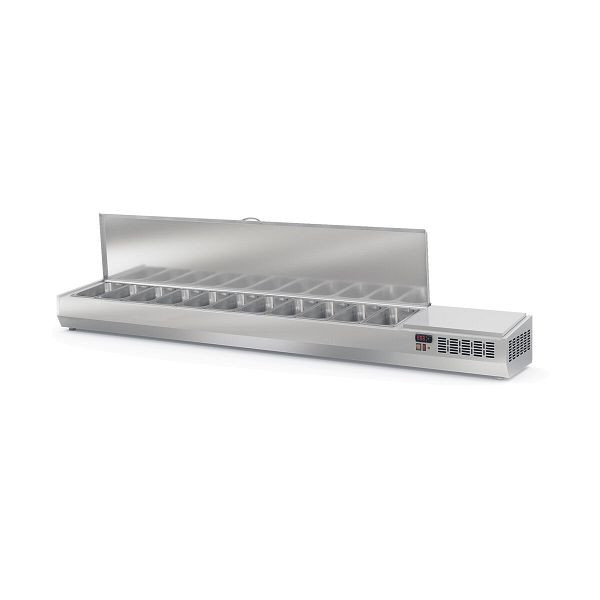 Vaiotec TOPLINE Kühlaufsatz mit Edelstahldeckel 11xGN1/3, 2545 x 396 mm, 11894