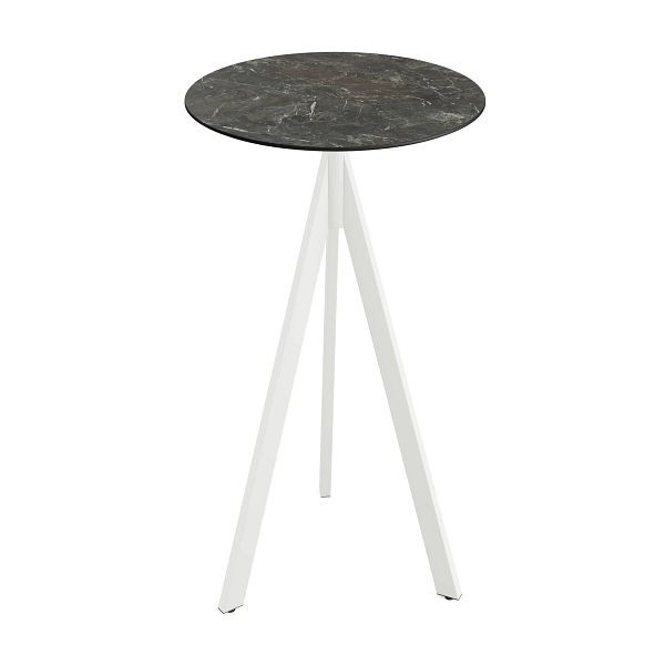 Feros Infinity Tripod Stehtisch Weiß frame + Galaxy Marble HPL Tischplatte Ø70 cm, 140051570