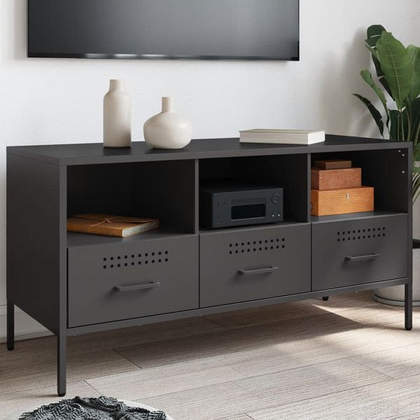 vidaXL TV-Schrank Schwarz 100,5x39x50,5 cm Kaltgewalzter Stahl, 843036