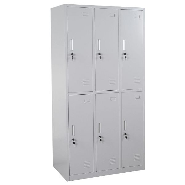 Mendler Schließfach Boston T829, Schließfachschrank Wertfachschrank Spind, Metall 6 Fächer, grau, 54028