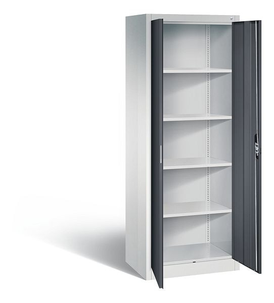 C+P Büroschrank Acurado, H1950xB700xT500mm, Farbe: Lichtgrau / Schwarzgrau, Muldengriff, 5 OH, 9237-000 S10277