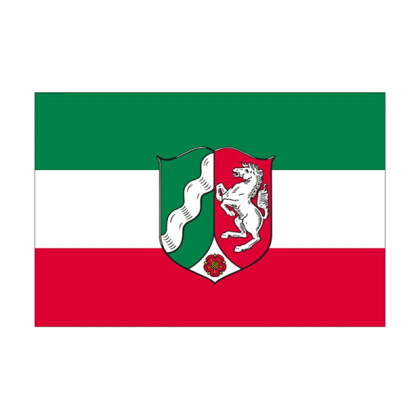 Stein HGS Landesflagge Nordrhein-Westfalen, 60 x 90 cm (Querformat), mit Seil und Schlaufe, FlagTop 110 g/m², für Fahnenmasten 6 m, ohne Hohlsaum, 26462